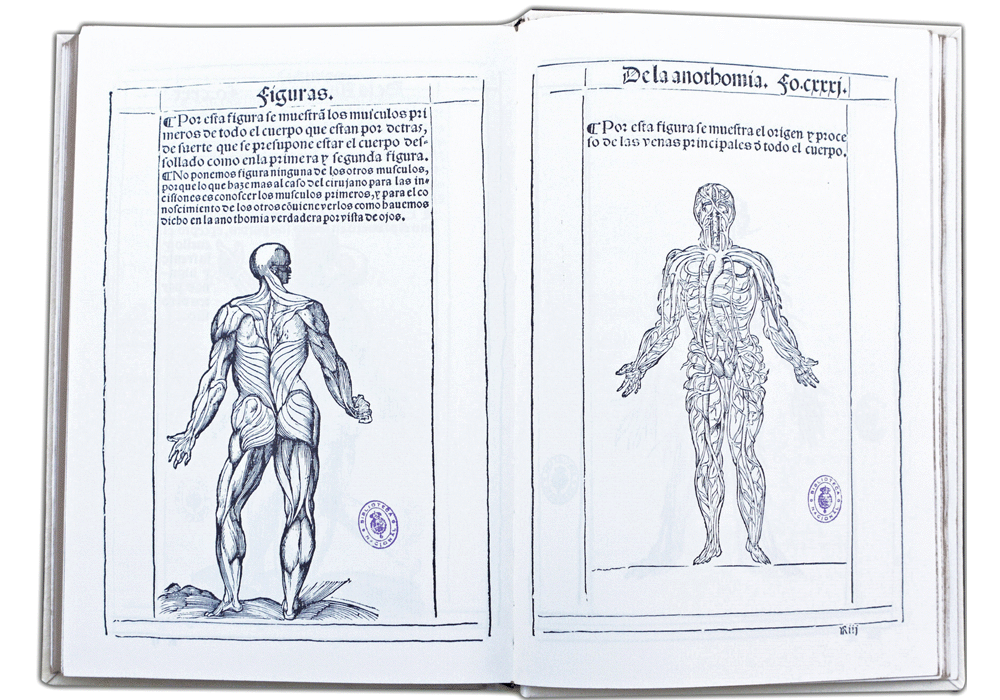 Libro anatomia-Montana Monserrate-Sebastian Martinez-Incunables Libros Antiguos-libro facsimil-Vicent Garcia Editores-0 abierto.